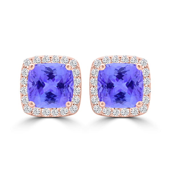 TMR121120 - Scarlett - Cushion Tanzanite and Diamond Earring Halo