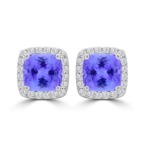 TMR121120 - Scarlett - Cushion Tanzanite and Diamond Earring Halo