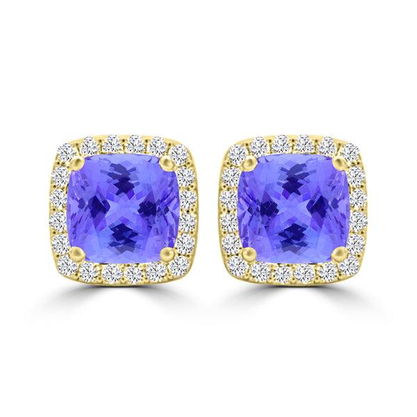 TMR121120 - Scarlett - Cushion Tanzanite and Diamond Earring Halo