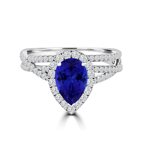 TMR121232 - Alianna - Pear Tanzanite and Diamond Ring Halo