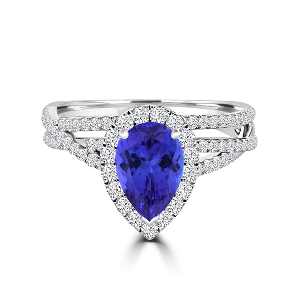 TMR121232 - Alianna - Pear Tanzanite and Diamond Ring Halo