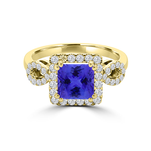 TMR121230 - Miley - Cushion Tanzanite and Diamond Ring Halo