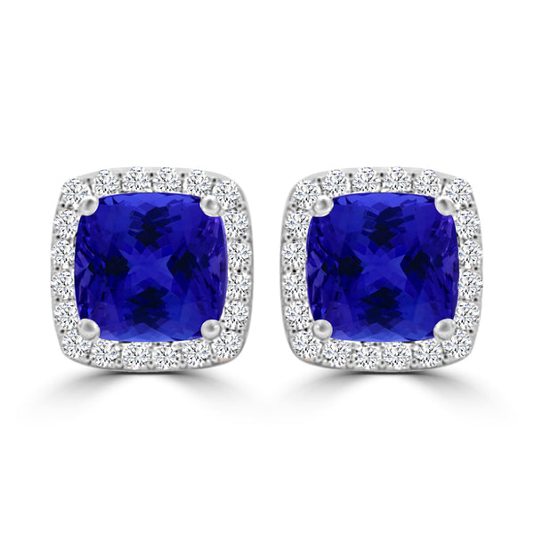 TMR121120 - Scarlett - Cushion Tanzanite and Diamond Earring Halo