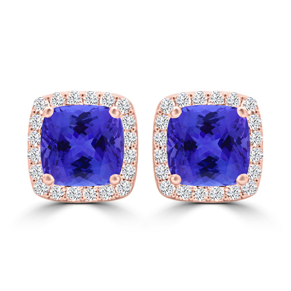 TMR121120 - Scarlett - Cushion Tanzanite and Diamond Earring Halo