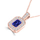 TMR121141 - Leah - Emerald Cut Tanzanite and Diamond Pendant Halo