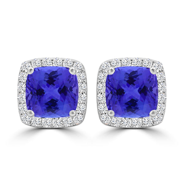 TMR121120 - Scarlett - Cushion Tanzanite and Diamond Earring Halo