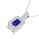 TMR121141 - Leah - Emerald Cut Tanzanite and Diamond Pendant Halo