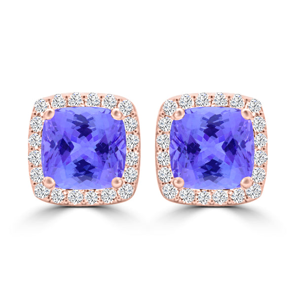 TMR121120 - Scarlett - Cushion Tanzanite and Diamond Earring Halo