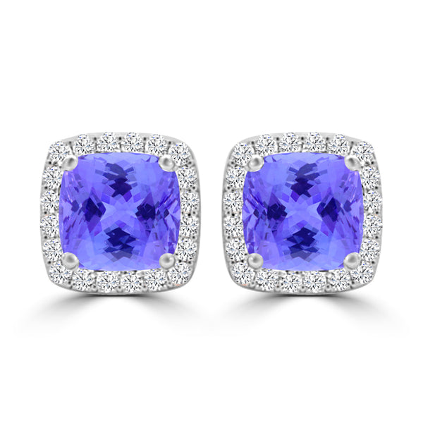 TMR121120 - Scarlett - Cushion Tanzanite and Diamond Earring Halo