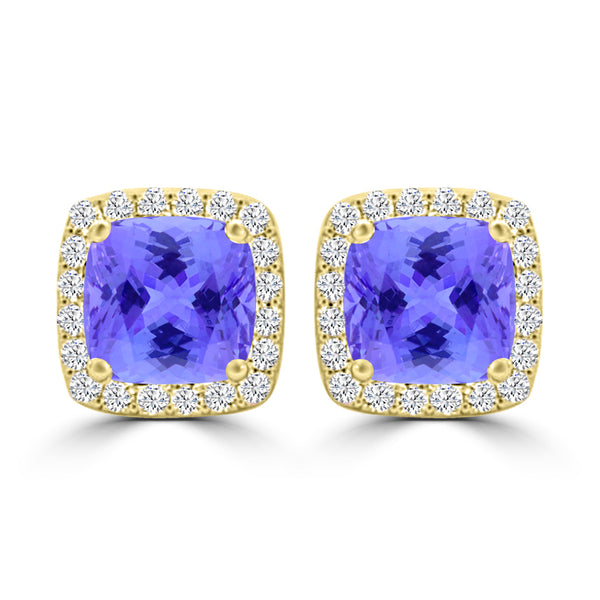 TMR121120 - Scarlett - Cushion Tanzanite and Diamond Earring Halo