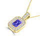 TMR121141 - Leah - Emerald Cut Tanzanite and Diamond Pendant Halo