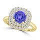 TMR121186 - Ivy - Round Tanzanite and Diamond Ring Double Halo