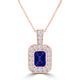 TMR121141 - Leah - Emerald Cut Tanzanite and Diamond Pendant Halo