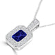 TMR121141 - Leah - Emerald Cut Tanzanite and Diamond Pendant Halo