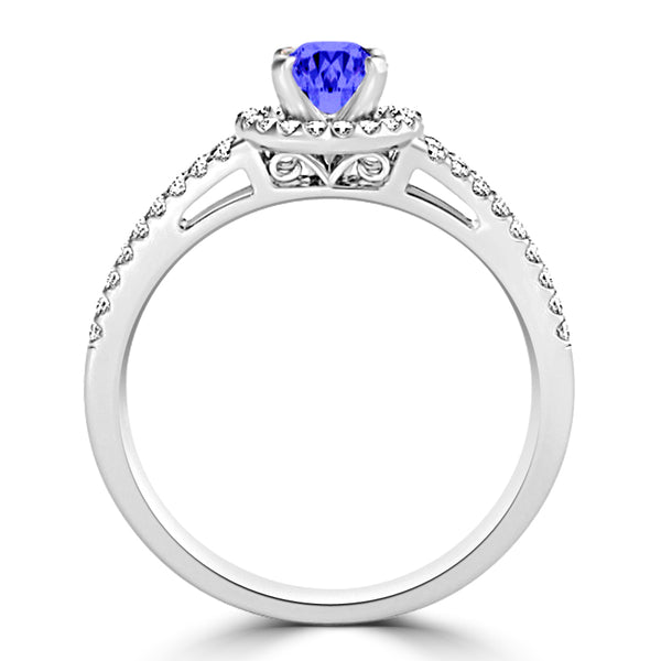 TMR121169 - Allison - Round Tanzanite and Diamond Ring Halo