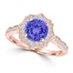 TMR121151 - Lucy - Round Tanzanite and Diamond Ring Scalloped Halo