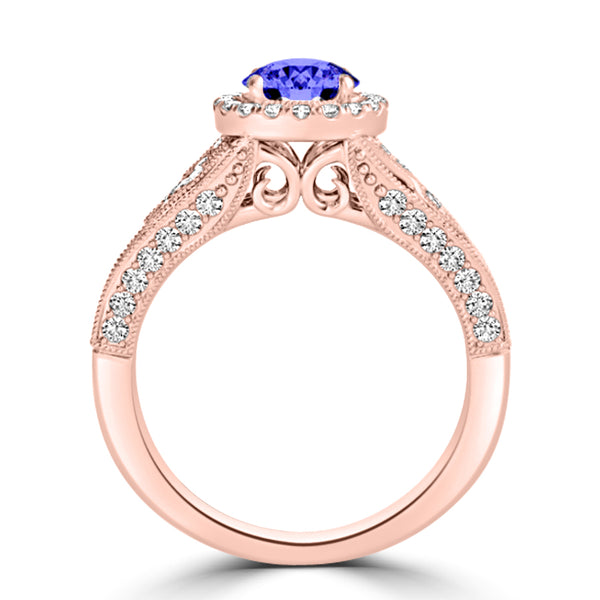 TMR121185 - Nevaeh - Round Tanzanite and Diamond Ring Halo