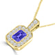 TMR121141 - Leah - Emerald Cut Tanzanite and Diamond Pendant Halo