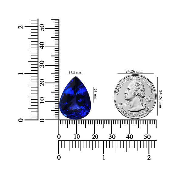 30.57ct Pear Certified AAAA Tanzanite Gemstone 24x17.8mm