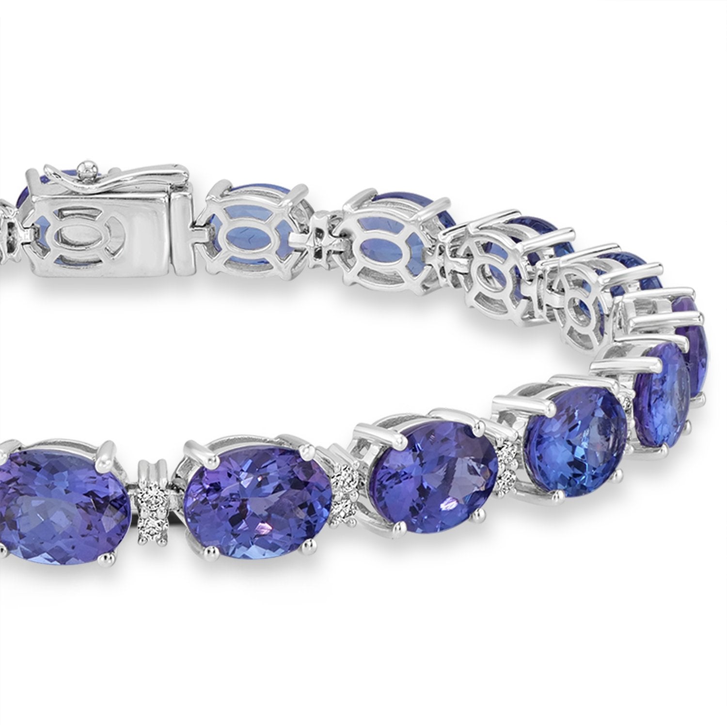 Blue Gemstones | December Birthstone | Tanzanite Bracelet | 9 Carat  Tanzanite and Diamond Tennis Bracelet In 14 Karat Yellow Gold, 7 Inches |  SuperJeweler