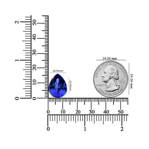 8.91ct Pear Shape Tanzanite Gemstone 16.00x13.00mm