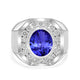 4.9 ct Oval Tanzanite Men's Ring with 1.88 cttw Diamond